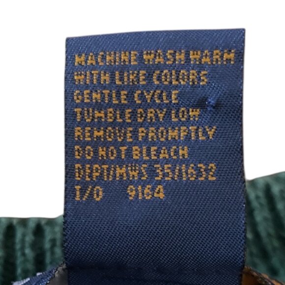 Vintage American Weekend Unisex Green V-Neck Cotton Knit Sweater XL - Picture 6 of 7